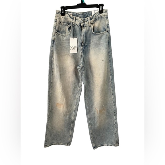 Zara Denim - Zara women’s size 30/12 HighWaist Baggy Thrashed Skater Cyber Jeans